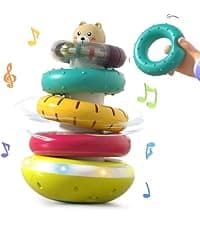 PANITU Baby Activity Cube, Cube Toys for Babies 6-12 Months, Toddler Music Busy Board with 4 Sensory Shape Blocks, 6-in-1 Educational Early Development Toy, Christmas, Birthday Gift for 1 Year Old