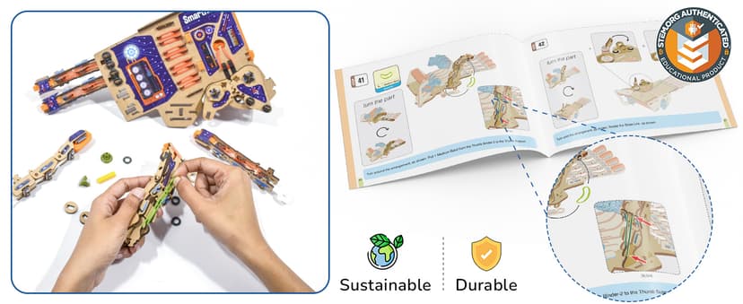 Smartivity DIY Robotic Mechanical Hand STEM Toy for Kids 8-9-10-11-12-13-14 Years Old | 2024 Parents Choice Award Winner I Birthday Gift for Boys & Girls | Engineering Kit for 8-14 Years Old