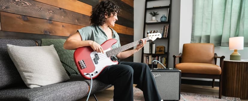 Fender Squier Debut Series Precision Bass Guitar, Beginner Guitar, with 2-Year Warranty, Includes Free Lessons, Black with Matte Finish