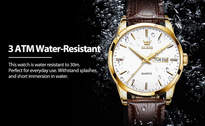 QBAIZI Men's Casual Leather Watch, Easy to Read Three-Hand Analog Stainless Steel Watches for Men, Minimalist Day Date Waterproof Luminous Mens Quartz Wristwatch