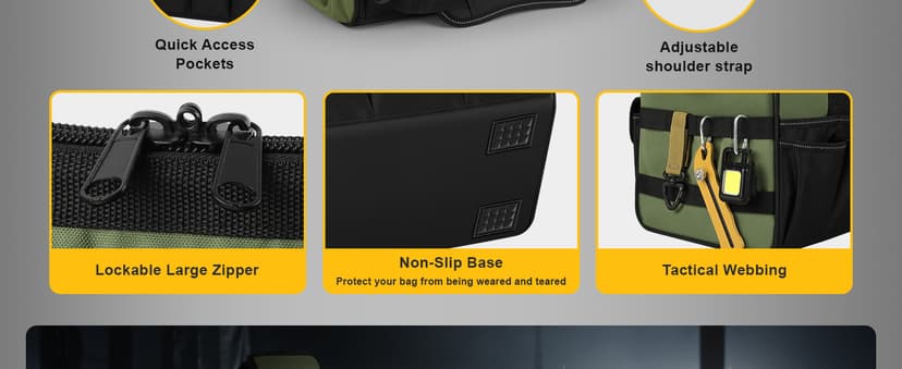 Heavy Duty Tool Bag 15-Inch, 16-Pocket Portable Empty Tool Box Organizer Storage, Toolbox Organization, Soft Handle Large Zipper Carrying Toolbag, Dad Men Mechanic Birthday Stocking Stuffer Gifts