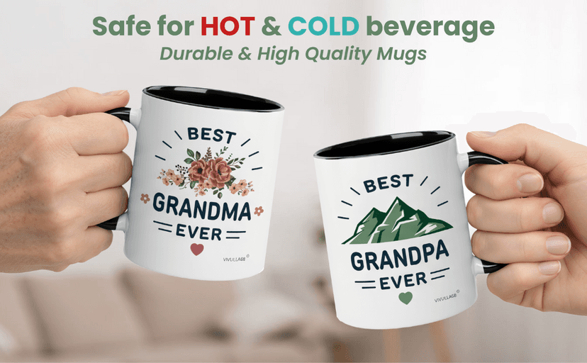 Vivulla68 Christmas Gifts For Grandparents Mug Set 11Oz, Best Grandparents Ever Gifts, Present for Grandma Grandpa Cups, Gift Ideas From Grandkids, Grandchildren, Baby Reveal for Nana Papa
