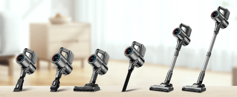 Cordless Vacuum Cleaner, 500W/40KPA Lightweight Stick Vacuum up to 40 mins Runtime, LED Display and Green Headlights, 6-Stages Filtration, Self-Standing Vacuum for Home Hard Floor, Carpet and Pet Hair