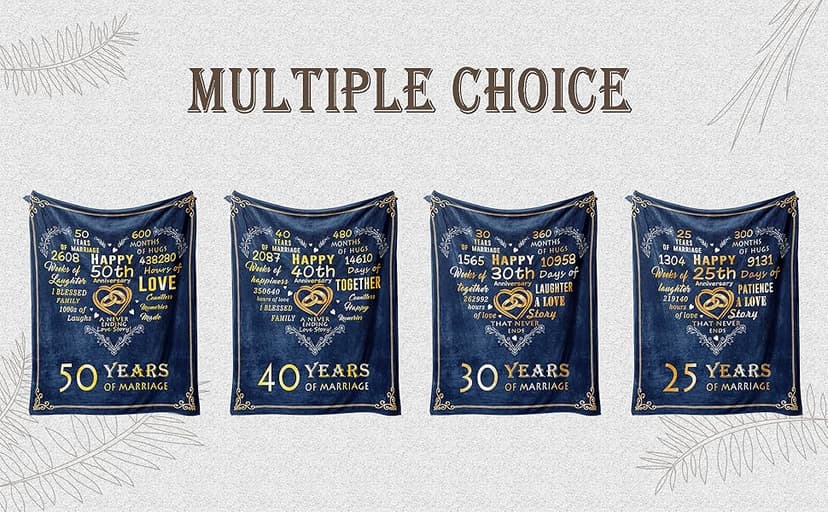 Mosslink Gifts for 25th Anniversary Blanket, 25th Silver Wedding Anniversary Couple Gifts for Dad Mom Parents Friends, 25 Years of Marriage Throw Blankets for Husband Wife Her Him 50"x60"