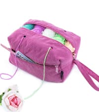 Crochet Bag and Tote - Corduroy Yarn Bag - Yarn Holder for Crocheting - Crochet Storage Bag for Crochet Hooks, Crochet Accessories, Knitting Bag for Crochet Lovers, Mother's Day Gift