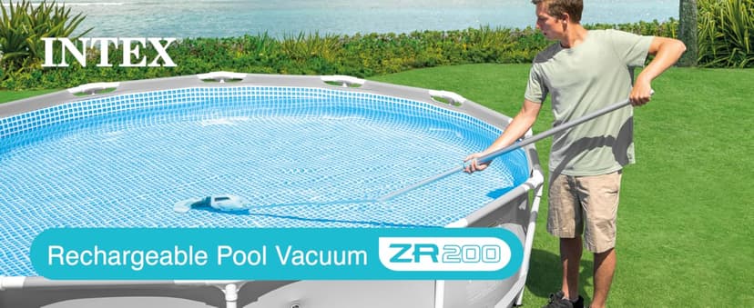 Intex ZR200 Rechargeable Cordless Swimming Pool and Spa Vacuum Cleaner with Telescoping Handle and 2 Interchangeable Brush Heads