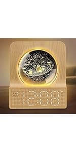 DreamSky Small Digital Alarm Clock for Bederoom, Large Big Numbers Display with Dimmer for Living Room, Electric Bedside Desk Clock with USB Charging Port, Adjustable Volume, USB-C Adapter Powered