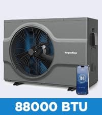 Inverter Electric Pool Heater for Inground Pool 120000 BTU Swimming Pool Heat Pump Above Ground Pool Heater 220V 33000 Gallon Heating or Cooling WiFi Control Schedule