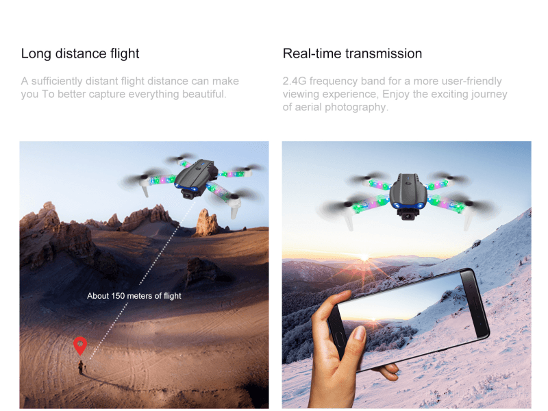 ikaufen E99 Drone Single camera,No Screen Control Camera for Adults RC Drone With 480P Dual Camera WiFi FPV Foldable Quadcopter Aircraft +1 Battery (E99 No Screen Control Black)