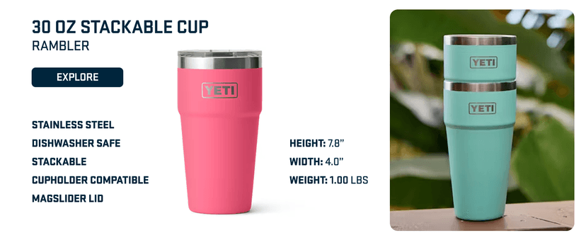 YETI Rambler 20 oz Stainless Steel Vacuum Insulated Tumbler w/MagSlider Lid