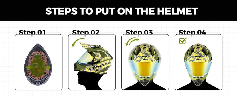 Orthrus Dual Sport Adventure Motorcycle Helmet DOT Certified for Adults, UV Protected Dual Visor & Intercom Slot, ATV UTV Dirt Bike Snowmobile Off Road Helmets