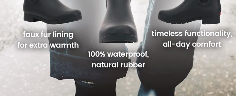 Chooka Women’s Waterproof Chelsea Bootie – Plush Lined, Slip-On Rain Ankle Boots