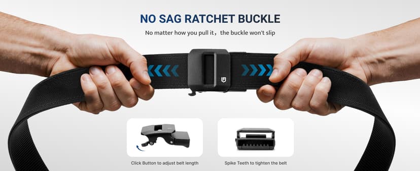 FAIRWIN Tactical Gun Belt, Ratchet CCW EDC Stiff Heavy Duty Work 1.5" Battle Concealed Carry Rigid Patented Nylon Men Belts