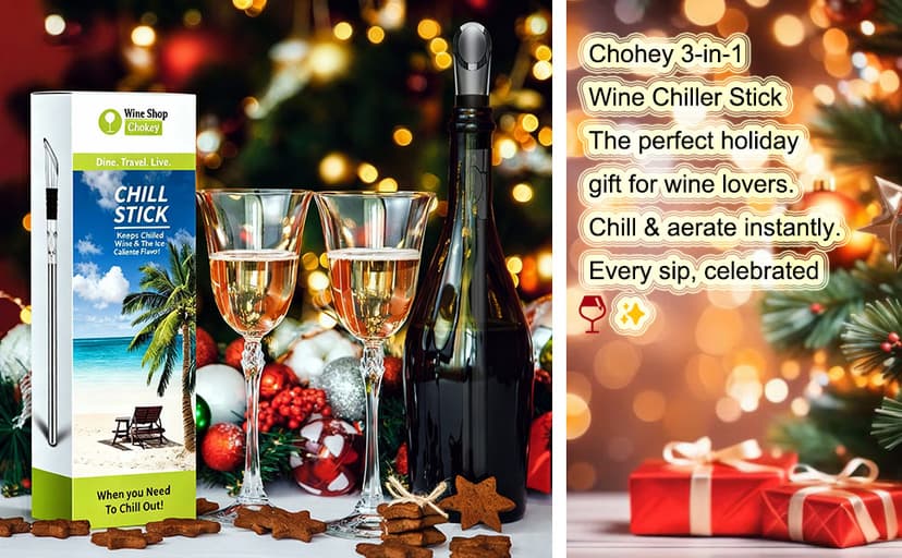 Wine Chiller - Wine Cooler Stick, 3 in 1 Stainless Steel Wine Bottle Chiller with Aerator and Pourer, The Best Holiday Gifts.
