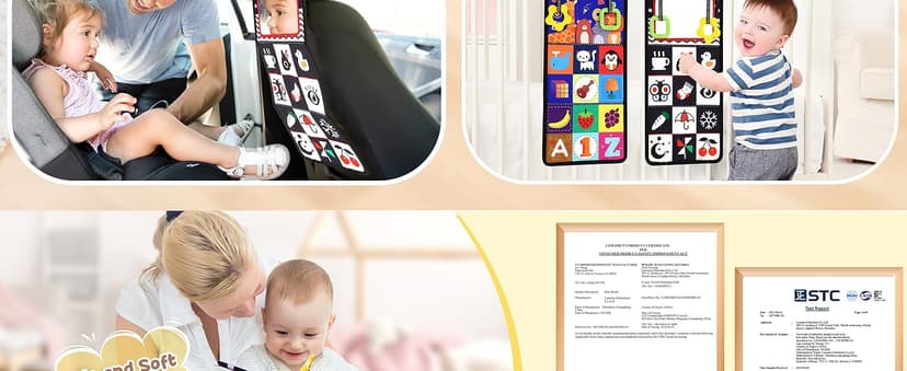 URMYWO Tummy Time Toy - Black and White High Contrast Baby Toys for Newborn - Baby Visual Stimulation Mirror - Montessori Sensory Crinkle Toy for Infant 0-3-6-12 Months - Shower Gift for Boy Girl