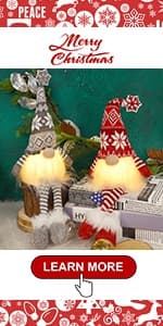 Juegoal Christmas Plush Gnomes, 9 Inch Lighted Handmade Mini gnome Scandinavian, Light Up Swedish Tomte Elf Holiday Present, Battery Operated Xmas Gifts Table Ornaments Dinner Party Supplies, Set of 3