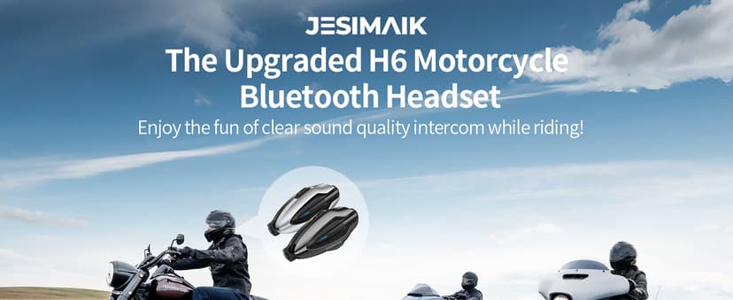 JESIMAIK Motorcycle Helmet Bluetooth Headset, 10-Rider Mesh Helmet Communication System, Anti-Theft Magnet Mount, 23H Battery Life, Glove-Friendly Anti-mistouch Intercom, Music Sharing, Black,(1 Pack)
