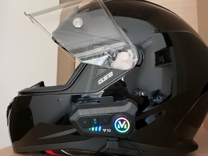 Motorcycle Helmet Bluetooth Headset Speakers with HiFi Sound,Noise Cancellation,1000mAh Battery,25 Hours Use,Boom Mircrophone,Easy to Install Use with Golves,IPX6 Waterproof,Voice Assistant