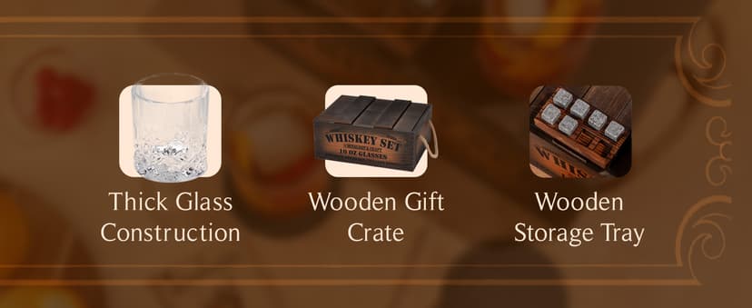 Mixology & Craft Whiskey Gift Set, Whiskey Glass Set with Rustic Wooden Crate, 8 Granite Whiskey Rocks Chilling Stones, 10oz Crystal Glasses | Great Holiday, Secret Santa or White Elephant Gift B08F7NRWQX