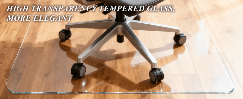 Vicwe Glass Chair Mat for Carpet,32"x48" Tempered Glass Office Chair Mat,1/5" Thick Glass Chair Mat with Rounded and Polished Edges,Smooth Glide for Carpet & Hardwood Floor Protection