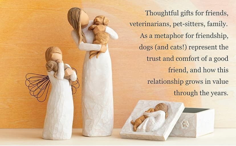 Willow Tree Angel of Friendship, for Those who Share The Spirit of Friendship, Angel Carrying Dog as Reminder of Loyal Pets and Friends, Present and Past, Sculpted Hand-Painted Figure