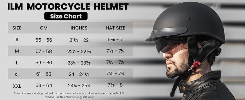 ILM Half Helmet Motorcycle Open Face Sun Visor Quick Release Buckle DOT Approved Cycling Motocross Suits Men Women Model-205V (S, Matt Black)