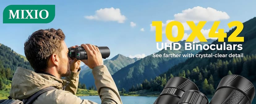 10x42 UHD Binoculars for Adults High Powered Waterproof Large View with Clear Vision & Compact Binocular Essentials for Hunting Camping Cruise Travel Bird Watching Sports