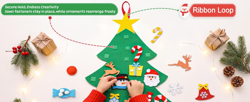 3FT Felt Christmas Tree for Kids Wall with 26 Christmas Ornaments Set, Christmas Crafts for New Year, Xmas Gifts, Indoor Aytai DIY Felt Christmas Tree for Toddlers, Hanging Christmas Decorations B075MY3NFW