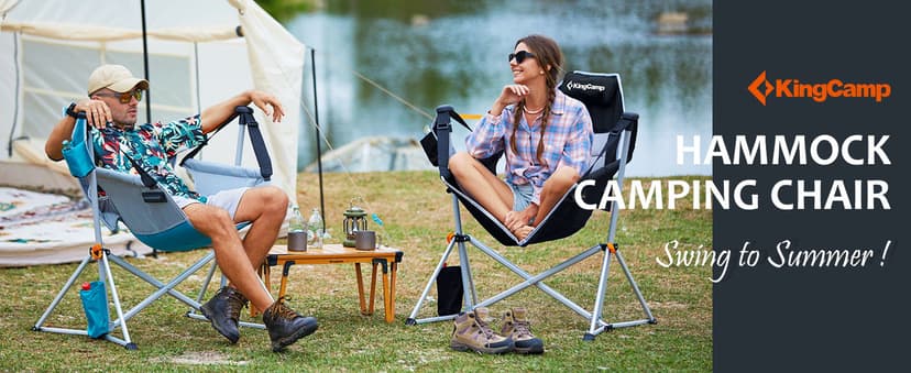 KingCamp Hammock Camping Chair, Swinging Portable Camp Chairs for Adults, 400lbs Heavy Duty Oversized Folding Rocking Chair with Adjustable Recline, Aluminum Alloy Frame for Outdoor Patio Beach Sport