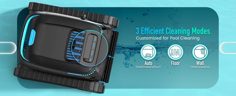 (2026 Upgraded) Robotic Pool Cleaner, Cordless Pool Vacuum for Inground & Above Ground Pools, 120-Min Battery Life, 5000 GPH Suction, Cleans Floor/Wall/Waterline, for Up to 1800 Sq.Ft Pool,Deep Black.