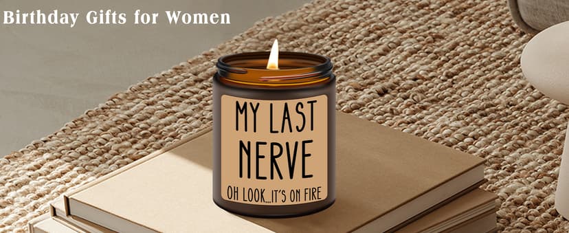 Homsolver Birthday Gifts for Women, Funny Friendship Gift for Best Friend - My Last Nerve Lavender Candle - Unique Birthday Gifts for Women, Her, Mom, BFF, Sister