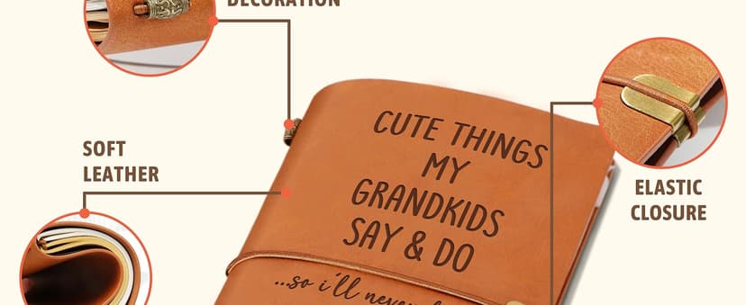 Birthday Gifts for Grandma, New Grandparent, Nana or Mimi, Leather Memory Journal Notebook Grandma Gifts, Cute Things My Grandkids Say & Do Journal Notebook B0GHRMHSN3