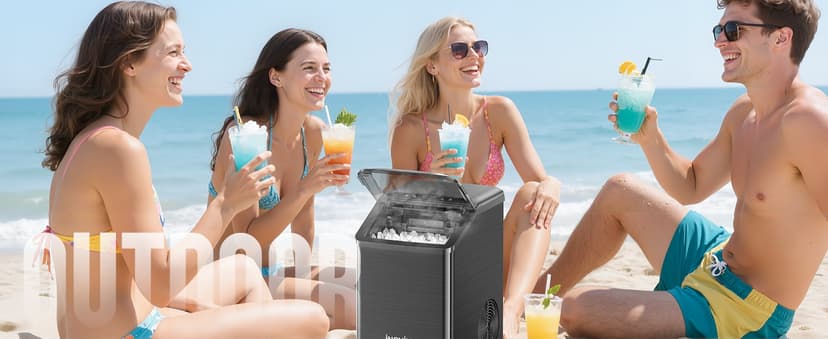inoviva Nugget Ice Maker Countertop, 40lbs/24H Soft Chewable Pellet Ice Machine with Self-Cleaning, Sonic Ice Maker for Home Kitchen, Office - Black Stainless