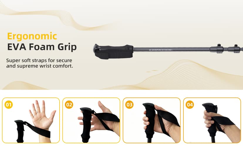 3K Carbon Fiber Trekking Poles - Collapsible, Lightweight Yet Sturdy Hiking Poles with EVA Grip, for Men & Women Hikers
