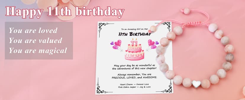 Sereney Birthday Gifts for Girls, Beaded Bracelets as 1 3 4 5 6 7 8 9 10 11 12 13 15 16 Year Old Birthday Gift, Adjustable Stone/Pearl Bracelet as Happy Birthday Gifts for Daughter Granddaughter Niece