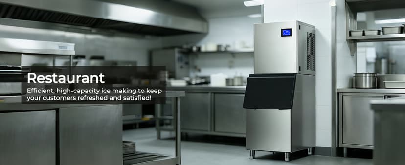 22" Commercial Nugget Ice Maker Machine 420LBS/24H with 350LBS Storage Bin, Nugget Ice Style, Air Cooled Powerfull Compressor, Industrial Nugget Ice Machine for Business