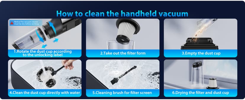 XenonLab Handheld Vacuum Cordless 1.1 Pounds Car Vac 10000PA Hand Held Vacuums 4-in-1 Hand Vac Cordless Rechargeable HEPA Filter Large Capacity Dust Cup for Car Office Home Pets Hair (Gray)