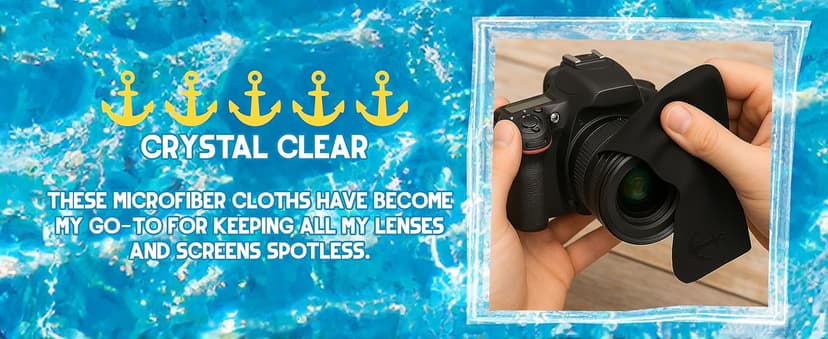 Anchor Glasses Cleaning Cloth - Ultra Soft Premium Microfiber Lens Cloths for Eyeglasses, Camera, Cell Phone, Screens - Anti-Streak, No Scratch Eye Glasses Cleaner Wipes - 3 Pack (2 Black, 1 Blue)