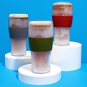 Host Freeze Beer Glasses, Freezable Beer Gifts for Men, Double Wall Insulated Pint Set, Tumbler for Cold Drinks, 16, Set of 2, Gray
