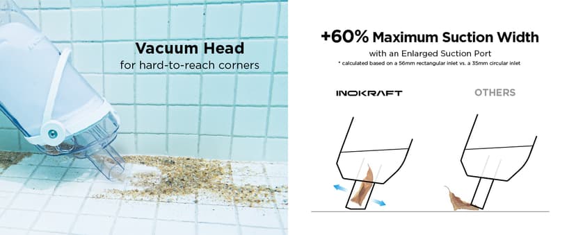 InoKraft Pool Vacuum for Above Ground Pool, Cordless Handheld Pool Vacuum for Inground Pools, Rechargeable Pool Cleaner with Powerful Suction up to 18.5 gallons/min, Ideal for Leaves, Debris, Blue