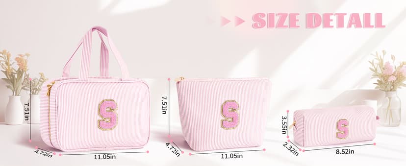 Gifts for Teen Girls Women - Personalized Toiletry Bag Initial Makeup Bag | Travel Cosmetic Bag | 8 9 10 11 12 13 14 15 16 Years Old Girl Gift Trendy Stuff - Pink A B0FSJXYKK8