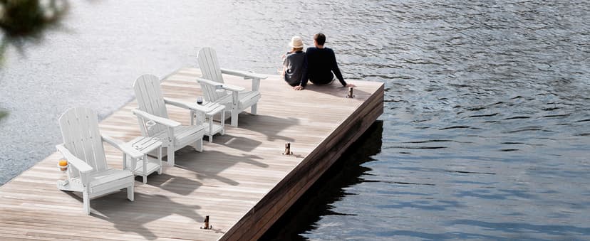 SERWALL Adirondack Chair with Cup Holders - Composite Adirondack Chairs Set of 2 HDPE Outdoor Chairs All Weather Use- White