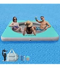 AWEMUFA Inflatable Chair for Lakes, Inflatable Floating Chair Floating Pool Lounger Float Adult, Heavy Duty Lake Floats Outside Tanning Pool Hangout Armrest Floaties