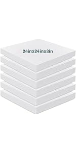 Frienda 6 Pack 2" X 20" X 20" Upholstery High Density Foam Cushion White Square Seat Replacement Cushion or Commercial Use Stuffing Craft Foam Couch Chair Padding DIY Projects