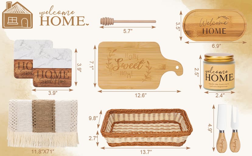 House Warming Gifts New Home,New Home Gift Ideas,Realtors Closing Gifts for Home Buyers,Woven Basket Serving Board Table Runner Gifts for Couples Women Men B0DG54VV5R