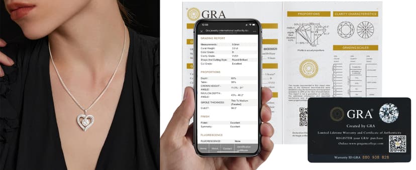 Moissanite Heart Necklaces for Women, 1-3 Carat Moissanite 925 Sterling Silver Necklace, Anniversary Present for Women, Birthday Gifts for Wife, Jewelry Gifts for Christmas, Valentine's Day