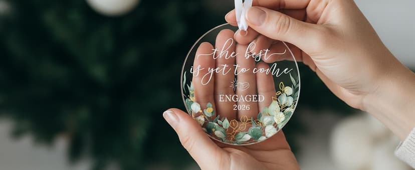 HEXMOZ Engagement Gifts for Couples - Engagement Gift for Newly Engaged Couples, Women, Fiance, Her - Bride to Be Gifts, First Christmas Just Engaged Acrylic Ornament 2025 - Party Decorations