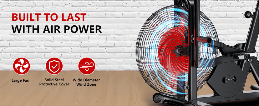 Air Bike, Wenoker Exercise Bike Air Resistance Stationary Bike for Home, Indoor Bike with Dual Action Handlebars, APP Connection Customizable Monitor