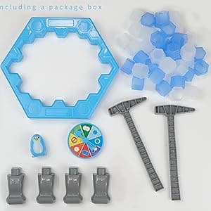 Save Penguin Break Ice Frozen Game for Kids, Meroqeel Protect The Iceberg Dont Let Penguins Trap on Ice Icebreaker Board Games Toy for Adults Family Childrens Kid Ages 4-8 with Cubes and Hammer