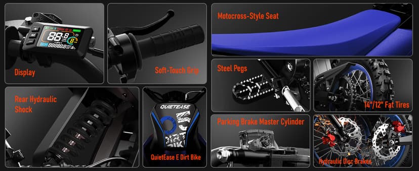 Electric Dirt Bike for Adults Teens, 3000W Brushless 220Nm Motor - 45° Slope, 38 MPH, 48V/23.5Ah Removable Battery, Dual Hydraulic Brakes & Full Suspension Electric Motorcycle for Age 13+